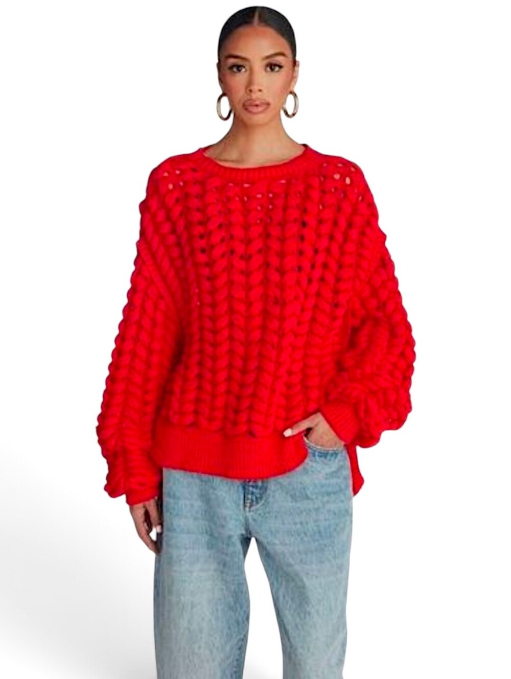 KBB by KAHLANA Women OVERSIZED Pullover Sweater "The Chunky Knit Crew"